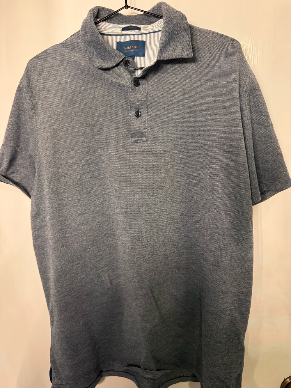 Fairlane Performance Pique Polo Shirt Men's Gray Striped Polo large slim